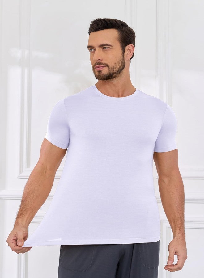COLORFULLEAF Mens Bamboo Rayon Undershirts White T Shirts Crew Neck Short Sleeve Slim Fit Tees Multipack(3White, 2XL) - Image 2